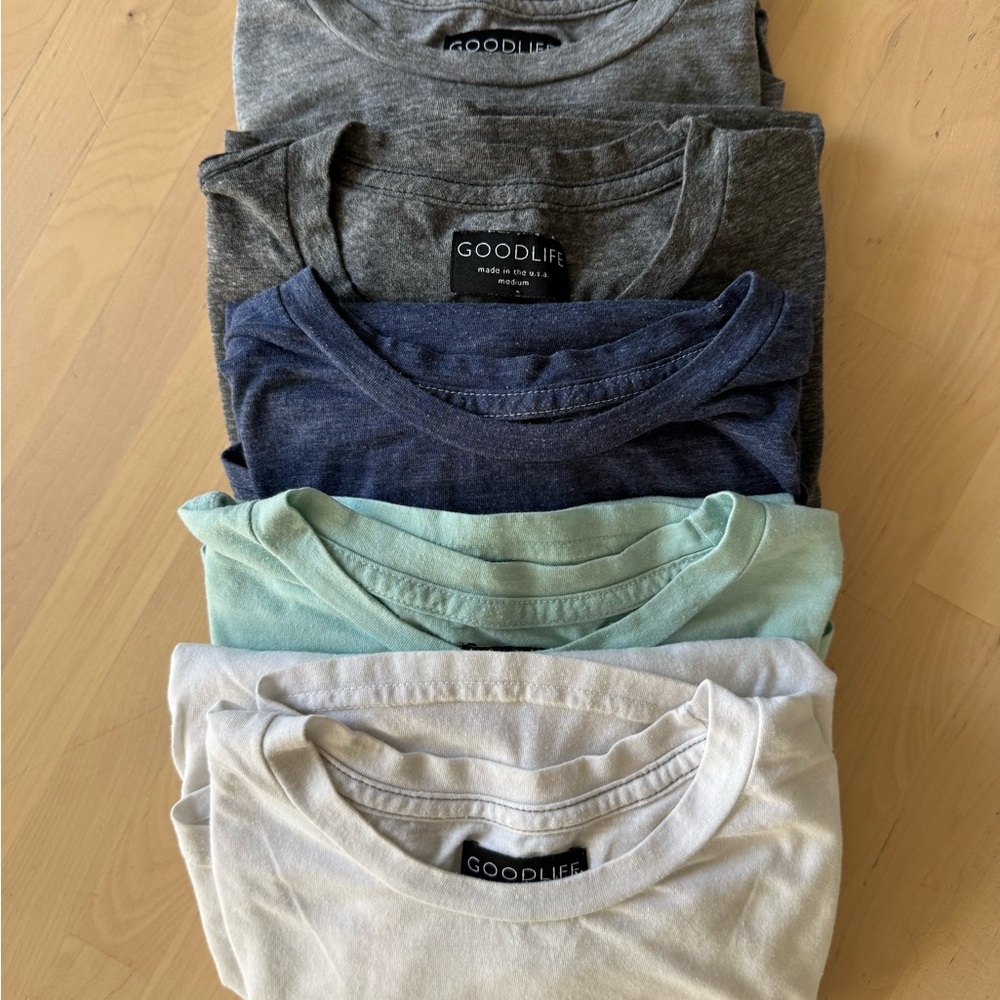 Goodlife T-Shirt Set in Gray, Blue, Mint, and White